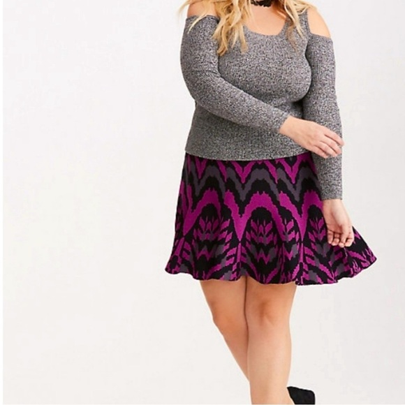 NEW! Torrid Sweater Skater Skirt Mini Purple Gray Black SZ 2X - Picture 2 of 12